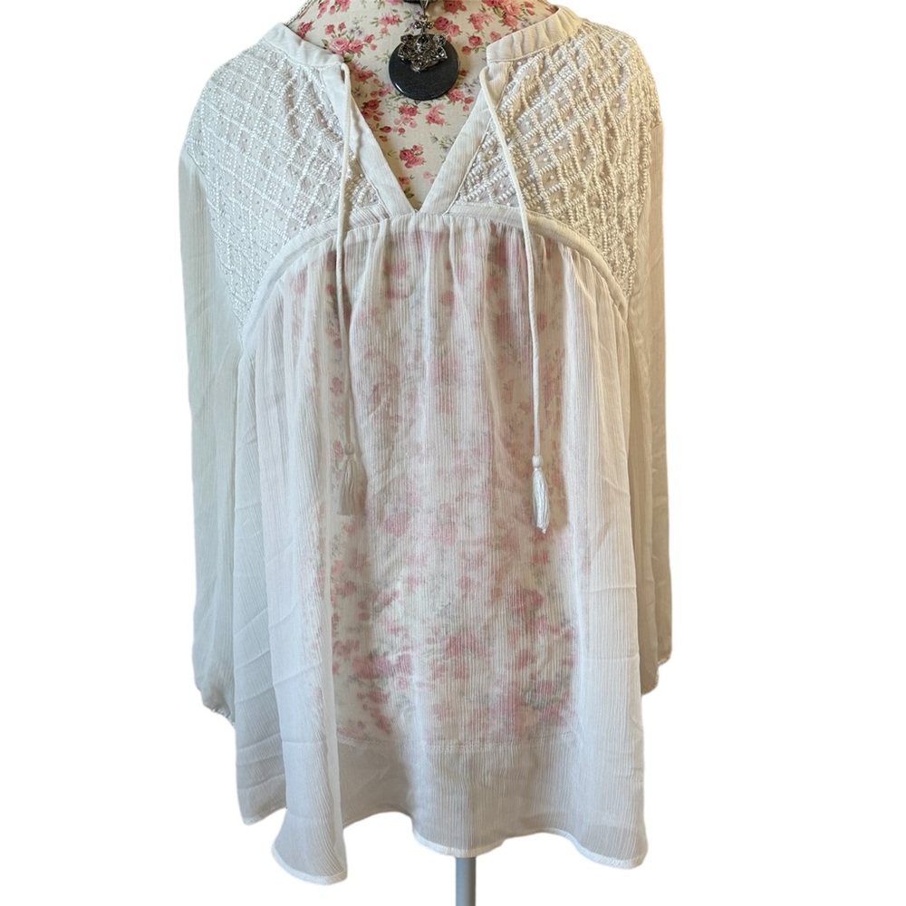 Maurices White Beaded Blouse